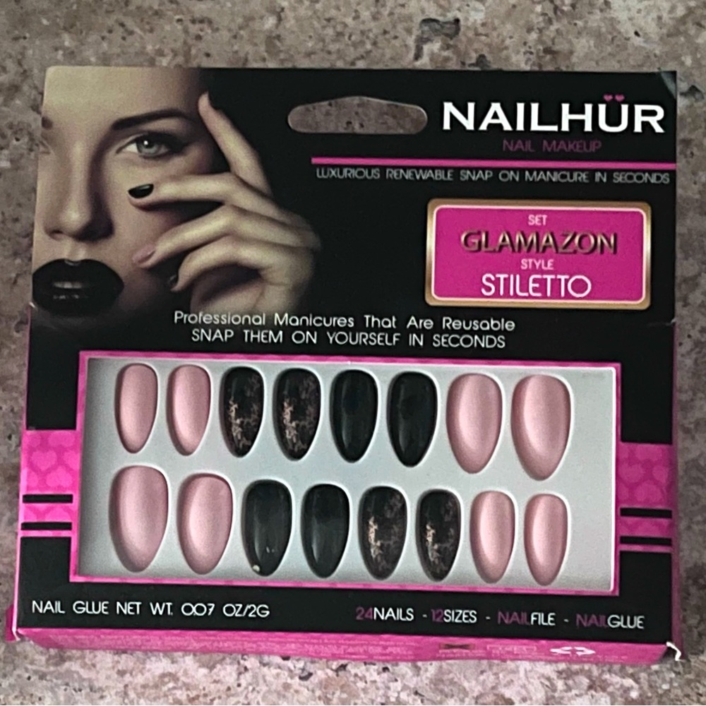 Brand New NailHur Stiletto Nails. A luxurious removable snap on manicure in secs